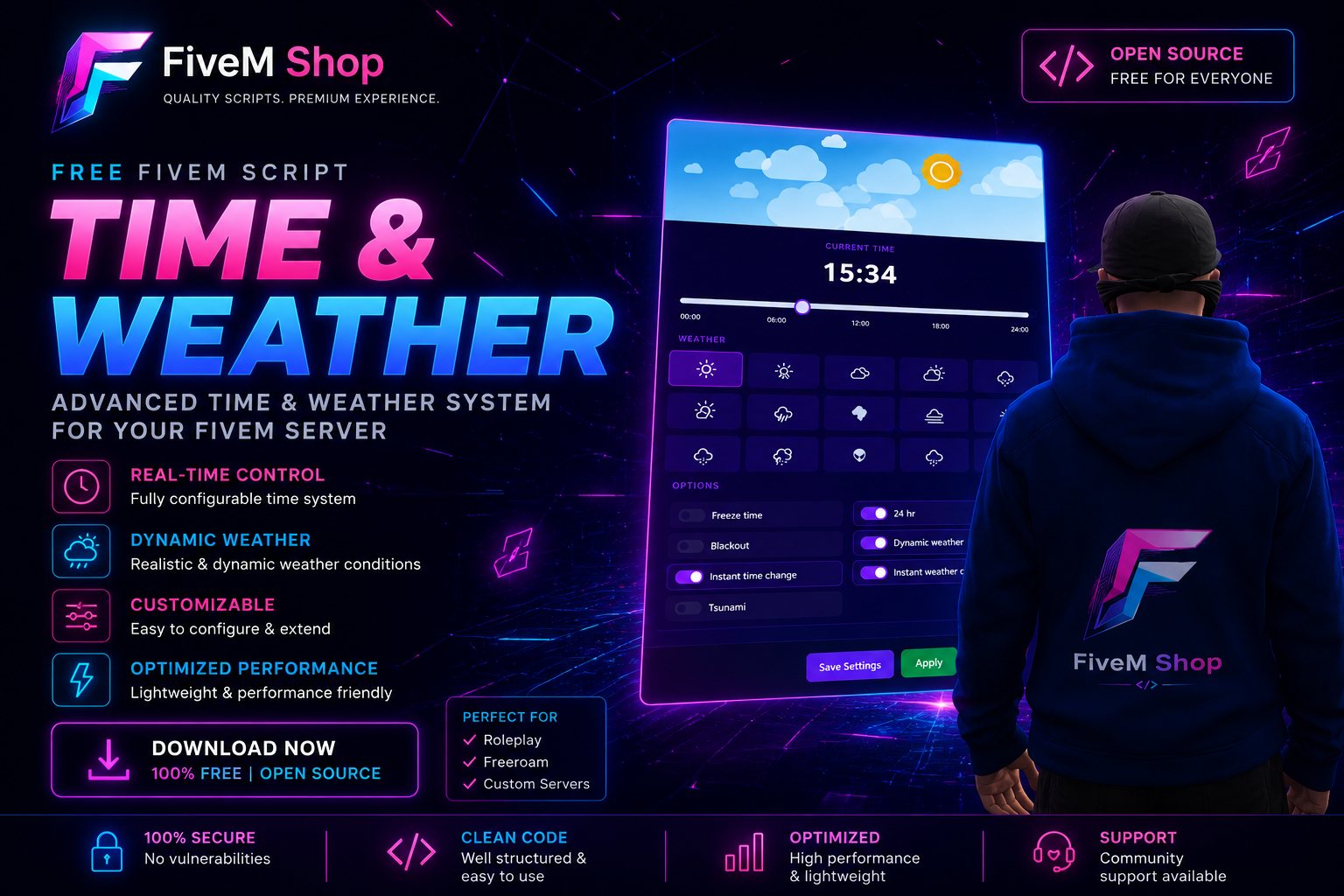 Free FiveM time and weather script preview