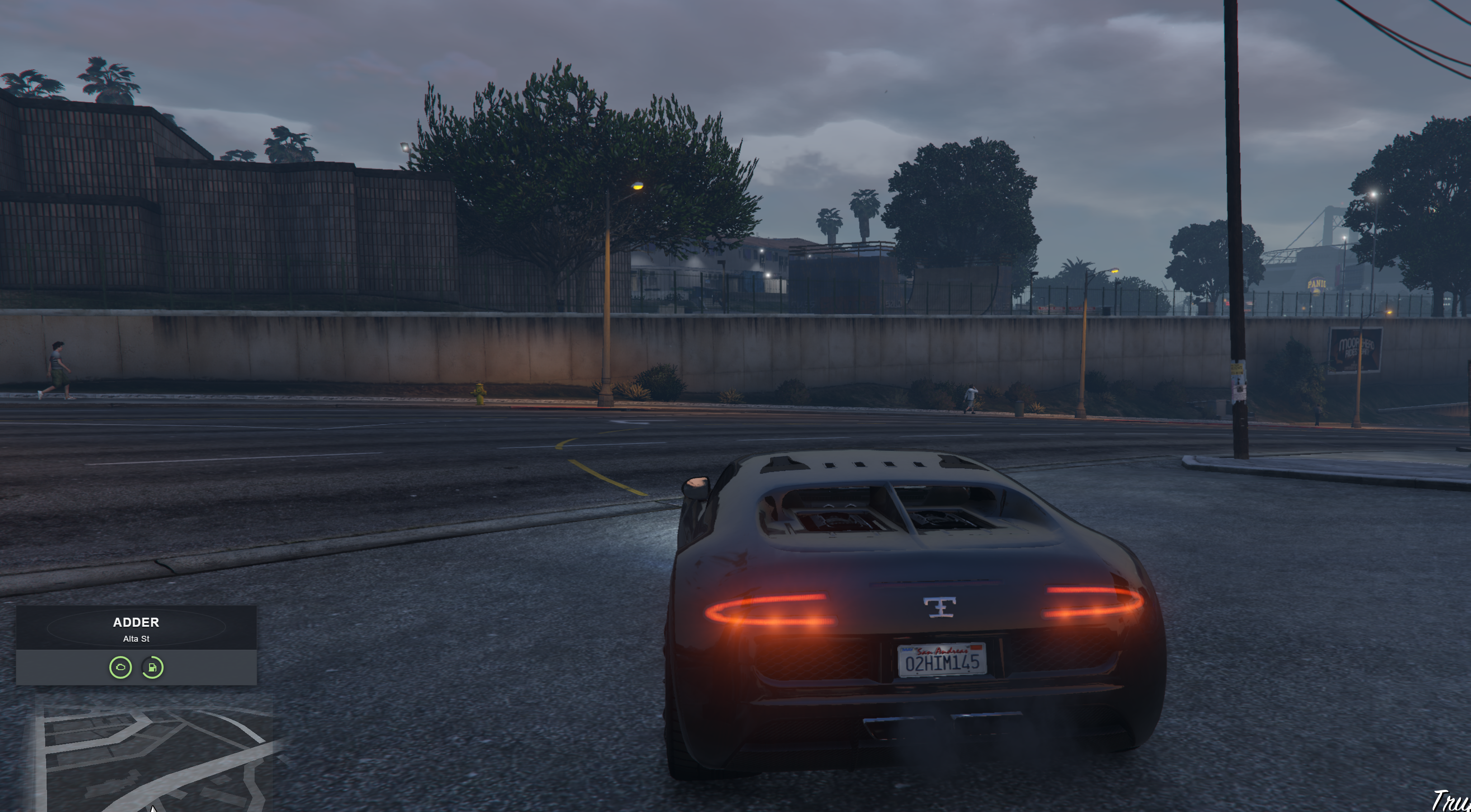 Open source FiveM car HUD with ADDER street name and green fuel gauge on a GTA 6 inspired UI